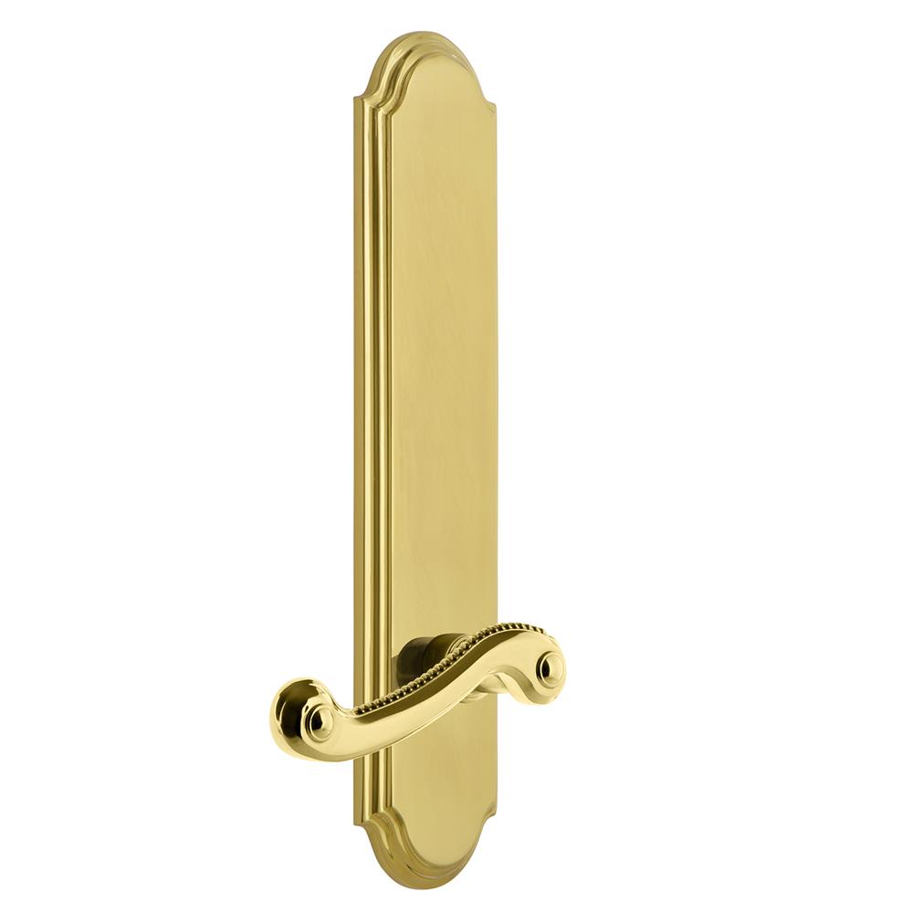 Grandeur by Nostalgic Warehouse ARCNEW Arc Tall Plate Passage with Newport Lever in Lifetime Brass